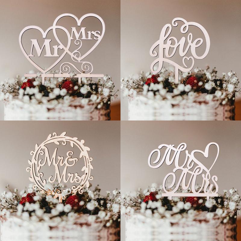 Rustic Wedding Decor Wooden Letter Mr&Mrs Love Just Married Cake Topper Bride Groom Wedding Engagement Party Decoration Supplies