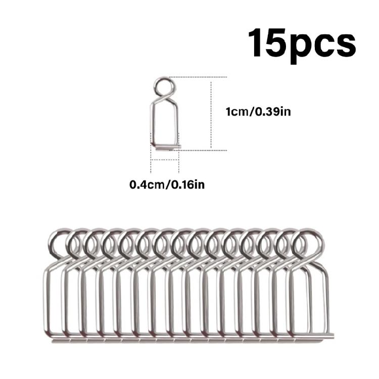 15Pcs Stainless Steel Fast Lock Clip High Strength Fishing Swivels Connectors Quickly Change Lures Clip Easy To Use
