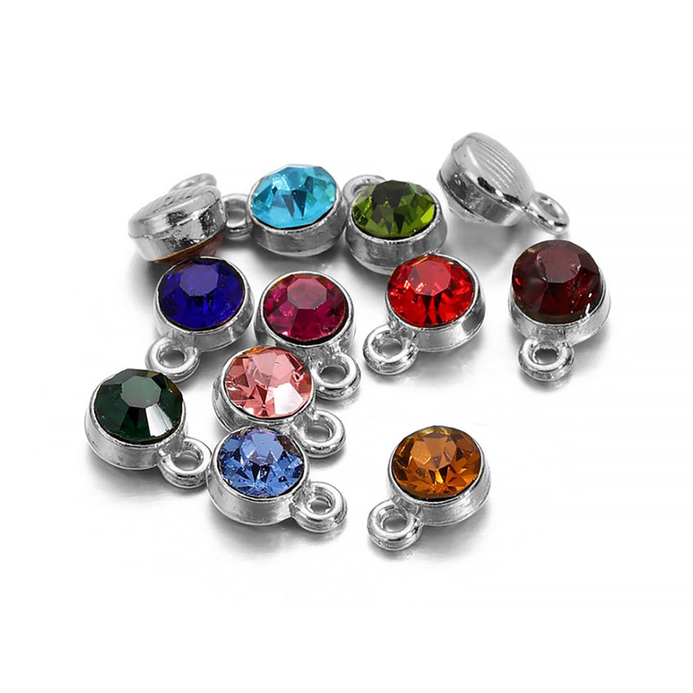 20Pcs/Lot Colorful Crystal Birthstone Dangle Charms Necklace Bracelet Earring Keychain Pendant For DIY Jeweley Making Supplies