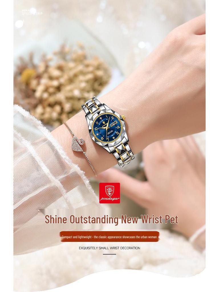 Orologio da Donna Svizzero Impermeabile Luminoso Doppio Calendario al Quarzo - Best Seller