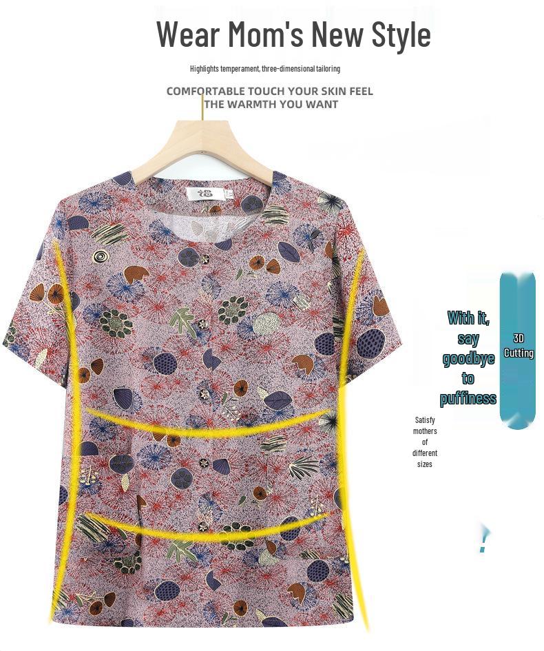 Set Pigiama Estivo Floreale con Pantaloncini e Cardigan per Donne Anziane