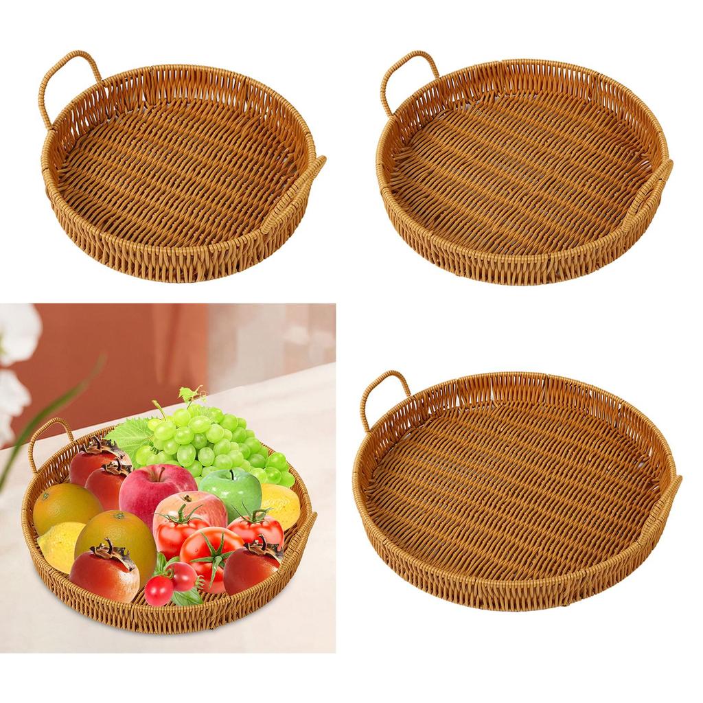 Fruit Basket Snacks Tray Organizer PP Material Rattan for Serving Tea, Dessert, Cake, Dinner, Breakfast Durable Multifunctional