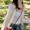 White Ice Silk Knit Cardigan - Sun Protection Camisole Cover-up for Women, Summer 2024