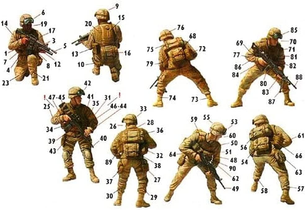 Master Box 1/35 Scale US Marine Corps Middle East Security Deployment with Various Equipment, Set of 4 Plastic Model Kits, MB35075