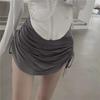 Pure Girlfriend Style Pleated High-Waist Skirt: Drawstring, Hip-Hugging, Figure-Flattering, Short & Trendy.