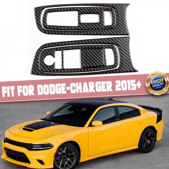 For Dodge Charger 2015-22 3K Carbon Fiber Window Lift Switch Panel Cover Trim 5X