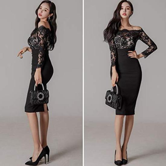 ISLAYCAOLILA Cabaret Mini Club Party Tight Midi Long Pencil CS8 Hella Dress, Dress, Dress, Dress, Dress, See-through, Off-the-Shoulder Lace, Sheer,