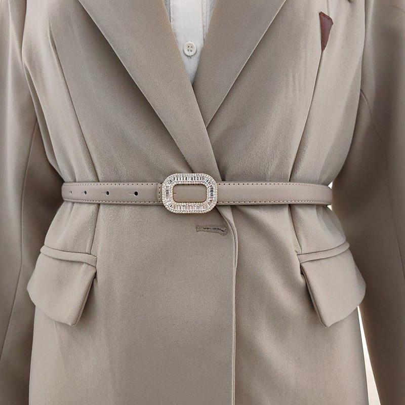 Womens Style Minimalist Derma Waist Belt Metal Buckle Dress Suit Belt Shapewear