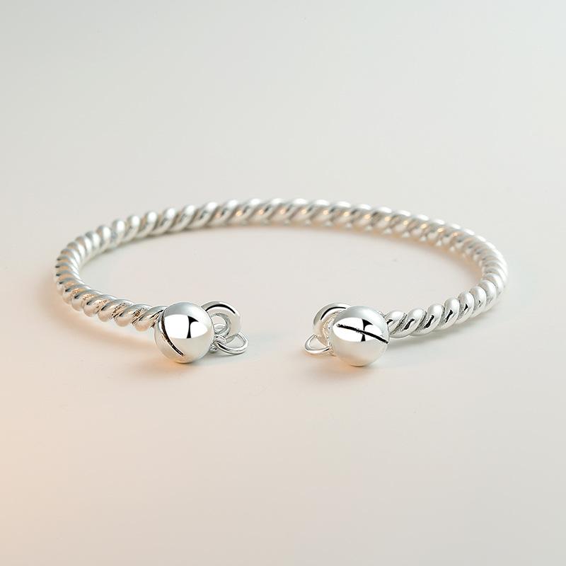 S999 Sterling Silver náramek s masivním stříbrem, One Step, One Ring, One Thought, Two Palace Bells, Náramek, Valentýnský dárek pro přítelkyni