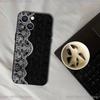 Vintage Lace Phone Case For iPhone 17,16,15,14,13,12,11,Pro,XS,Max,XR,Plus,E,SE4,Mini Black Soft Cover