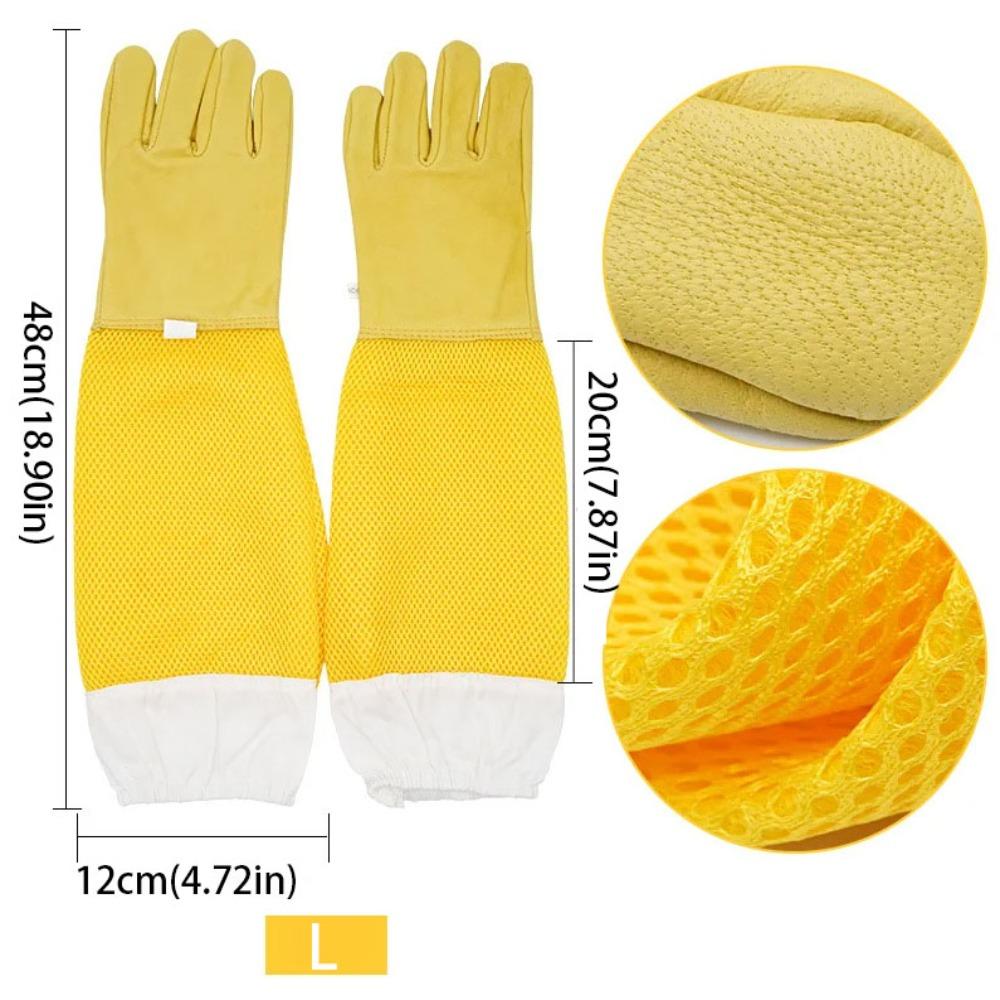

Goatskin Beekeeper Gloves Leather Ventilated Gloves Long Sleeves Gloves Safety Protection L