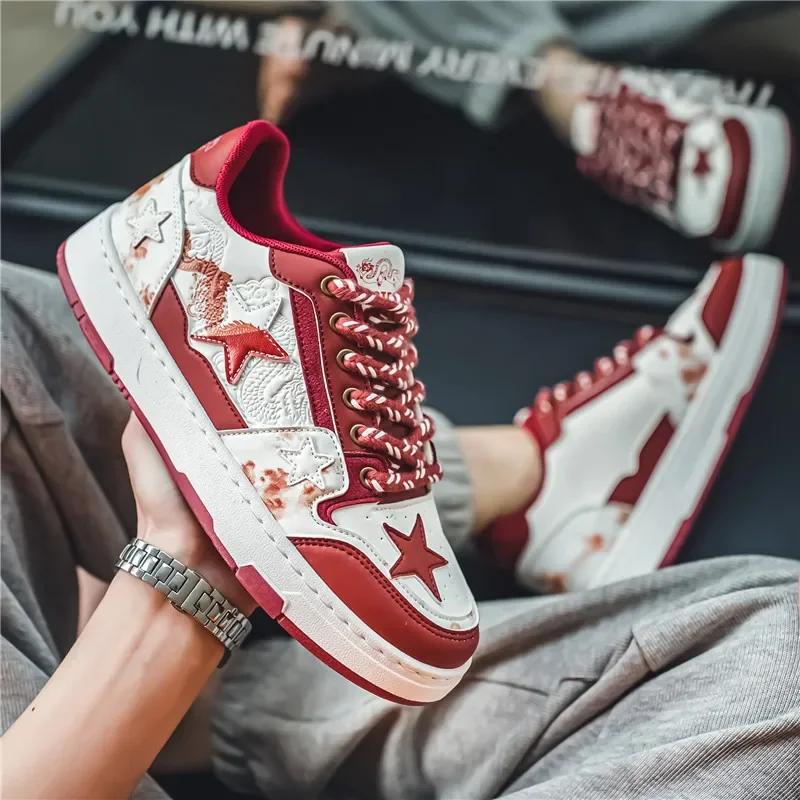 Pánské barevně blokované populární značkové designové pánské boty, trendy a všestranné outdoorové protiskluzové sportovní boty, umělá kůže