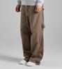 Beoteunseoul Multi-Pocket Wide Strap Cotton Pants (Brown)
