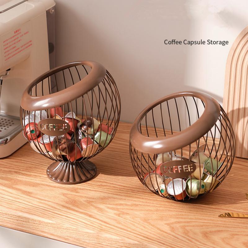 1Pcs Iron Coffee Capsule Holder Fruit Snack Storage Rack Multifunctional Hollow Coffee Pod Storage Rack Suitable For Home Cafes