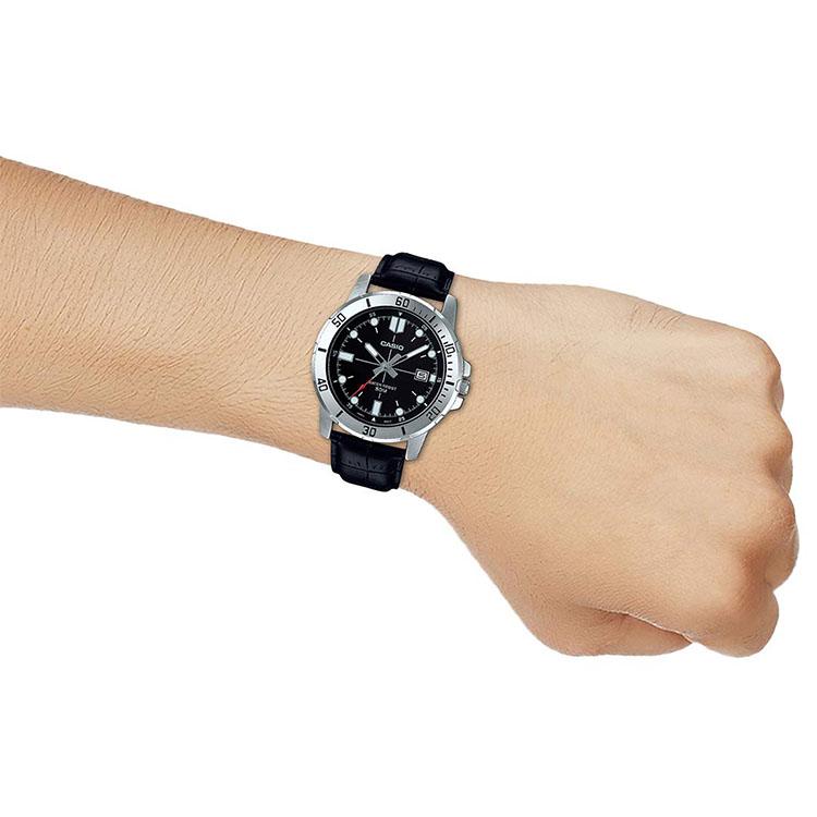 Casio Standard Series Waterproof Business Quartz Movement Leather Strap Watch Men watches Black MTP-VD01L-1EVUDF