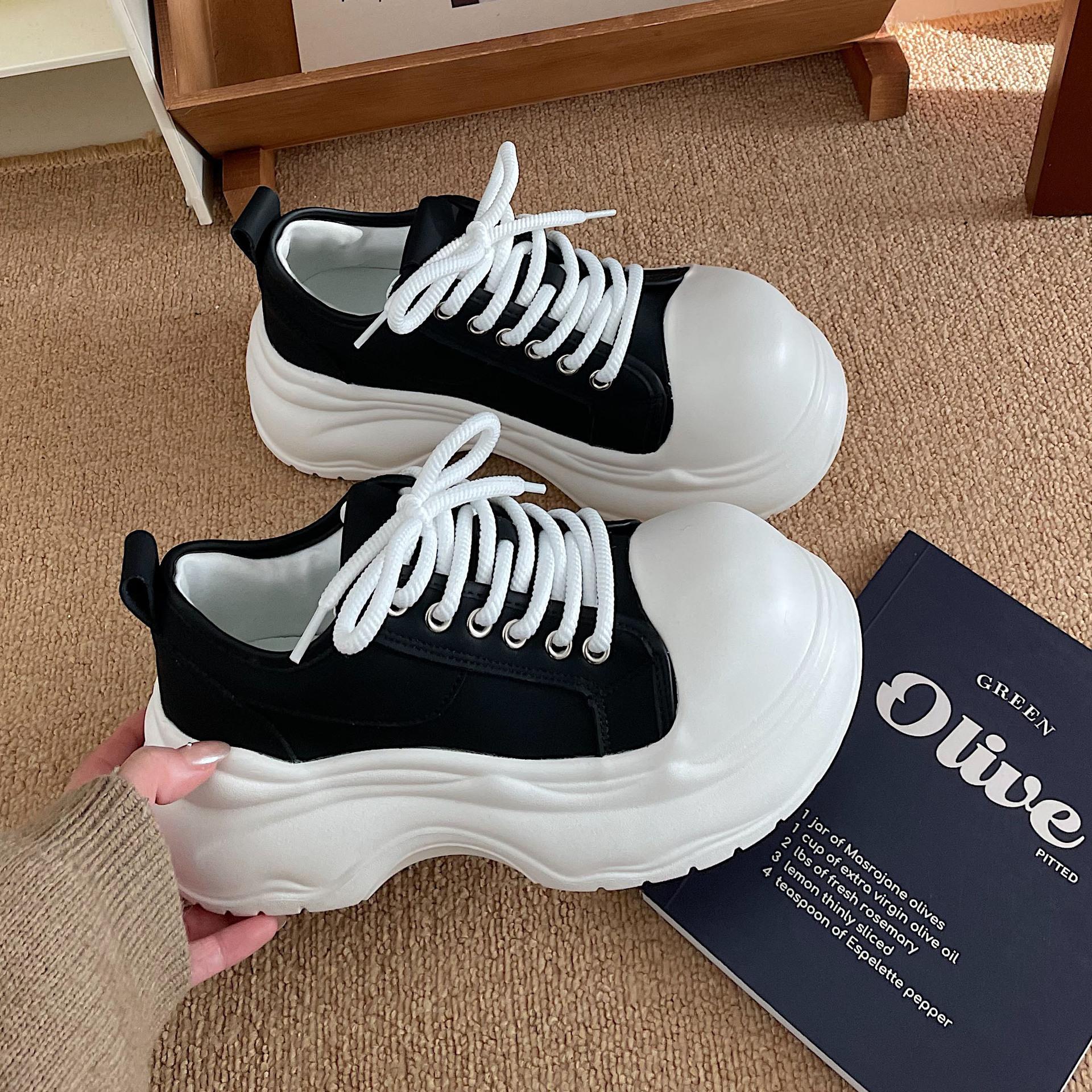 

Ретро и универсальные женские туфли с круглым носком на толстой подошве, новая весенне-осенняя коллекция 2025, легкие повседневные туфли, увеличивающие рост 35