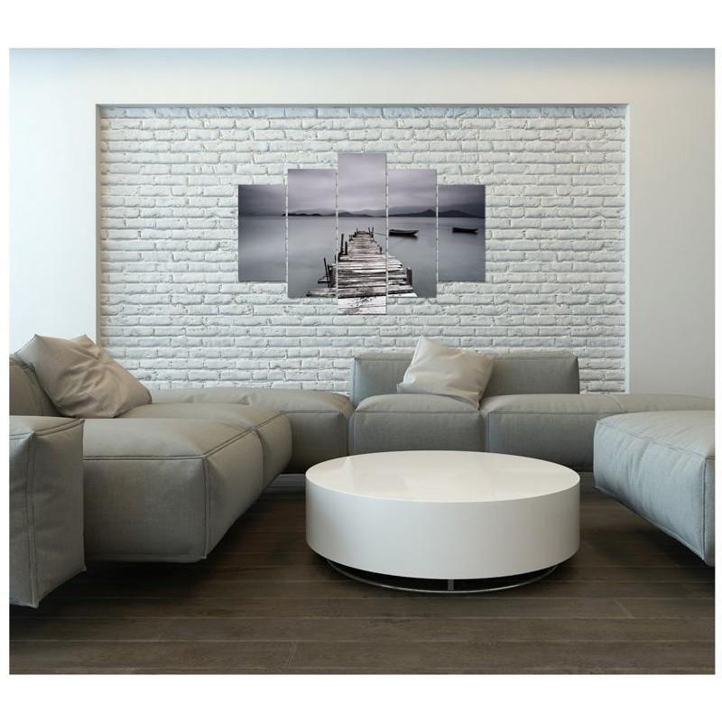 Feeby Fünfteiliger Leinwanddruck, Ein Pier und ein Boot