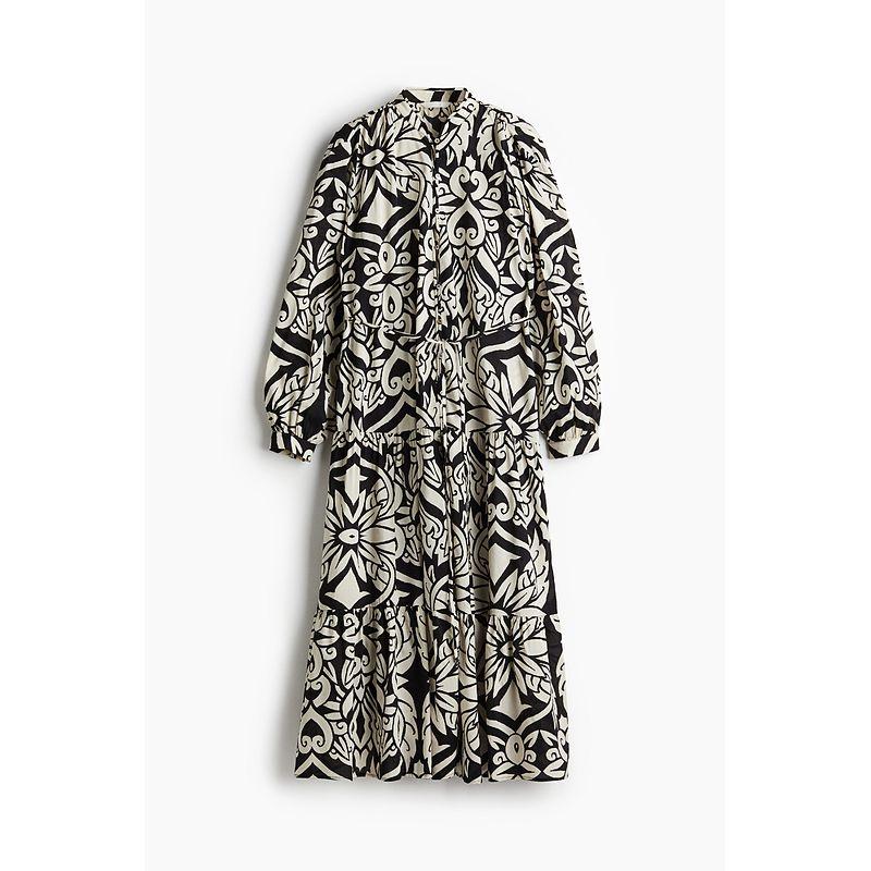 

HM Women s Clothing Florals Dress 2025 Autumn New Arrival Long Sleeves Casual Layered Ocean Print Dress 1239045