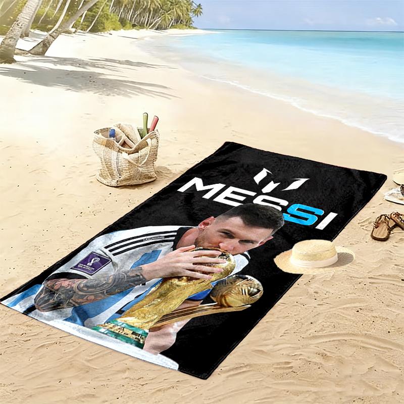 1pc Football Star Messi Beach Towel, Soft Beach Towel Suitable for Beach Swimming, Outdoor Camping and Traveling
