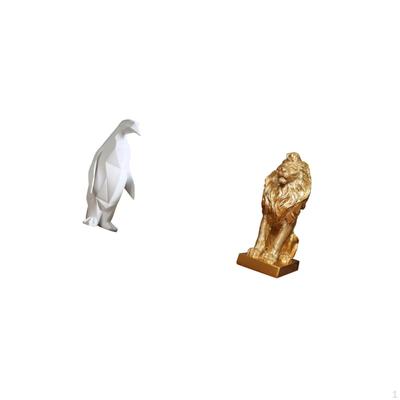 Penguin Lion Sculpture Figurine Collectable Craft Decorative Ornament Resin Animal Statue Tabletop