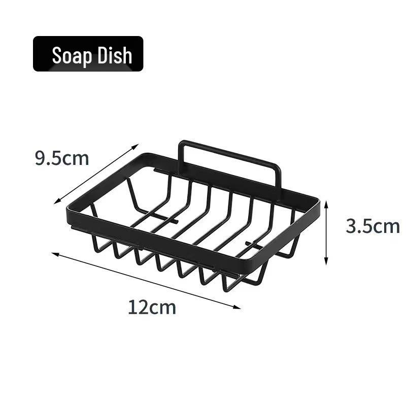 Wall-Mounted Wrought Iron Bathroom Storage Rack for Toiletries and Soap