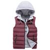 Fashion Men Autum Winter Hooded Solid Outwear Vest Jacket Tops Blouse