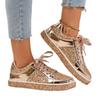 Spring and autumn casual flat couple's sequined shallow mouth lace-up board shoes 4 large size casual women's shoes