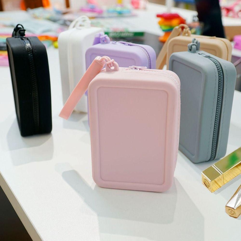 

Zipper Storage Bag Waterproof Makeup Bag Simple Earphone Bag Women Girls рожевий