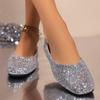 Women's Low-Cut Flat-Heeled Shoes 2025 Summer New Arrival Square-Toe Low-Cut Flat-Heel Sequined Women's Loafers