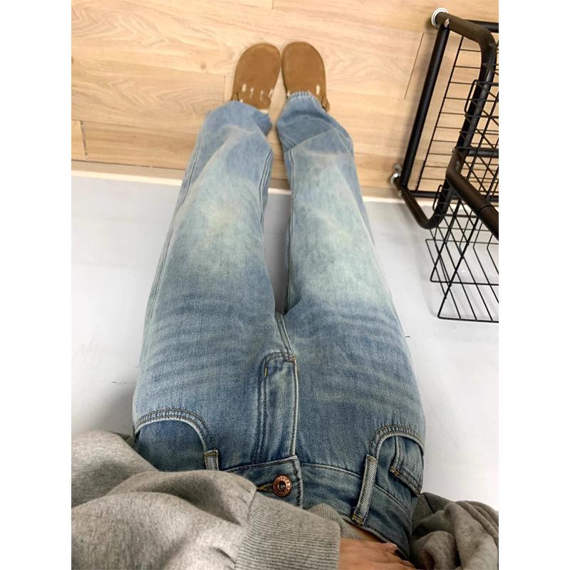 Women's Plus Size Velvet Wide-Leg High Waist Jeans - Autumn/Winter Slimming Loose Straight Floor-Length Pants
