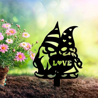 1pc Metal Yard Lover Sign Metal Lawn Gnome Yard Sign Yard Gnome Garden Decor Yard Sign With Stakes Lawn Mounted Plaque