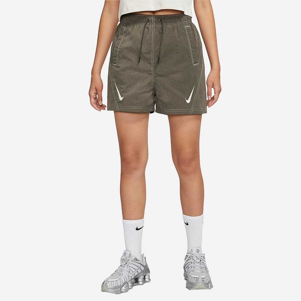 Nike Sportswear Swoosh Casual Breathable Drawstring Shorts Women Bottoms Brown DD5593-004