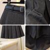 2026 Petite Plus Size Wool Pleated Midi Skirt - High Waist, Versatile School Style with Belt