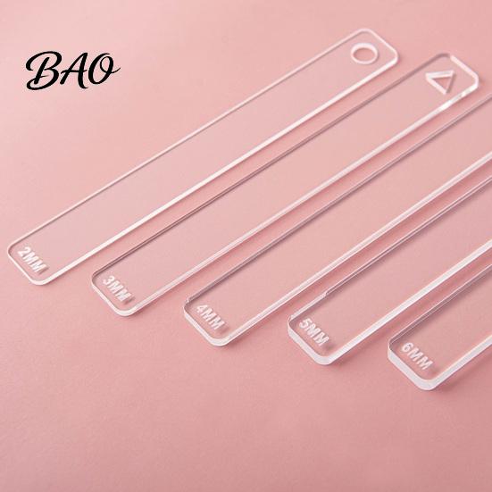 Polymer Clay Rolling Guides 1 Pair Acrylic Depth Guide, 2/3/4/5/6mm Pottery Pin Thickness Control Ruler Transparent for DIY Tools Guide