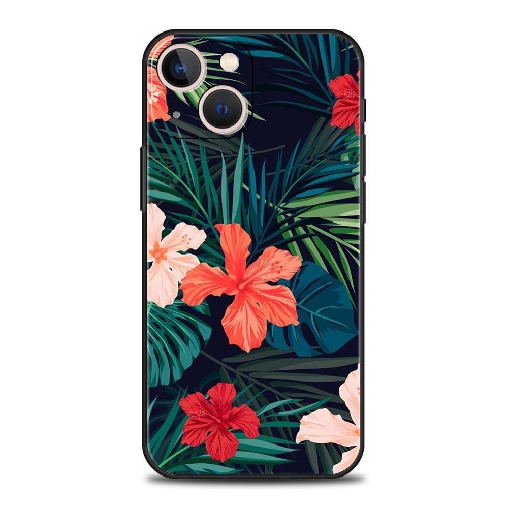 Leaves Monstera Green Phone Case For iPhone 17 16 15 Pro Max 11 12 13 14 7 8 Plus SE 2020 X XR XS Cover Soft Black