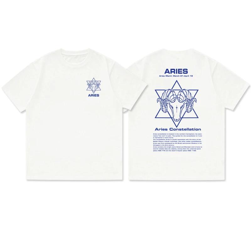New Tshirt Harajuku Vintage Streetwear Twelve Constellations Printed Tshirt Unique Aries Sagittarius Capricorn Women Unisex S