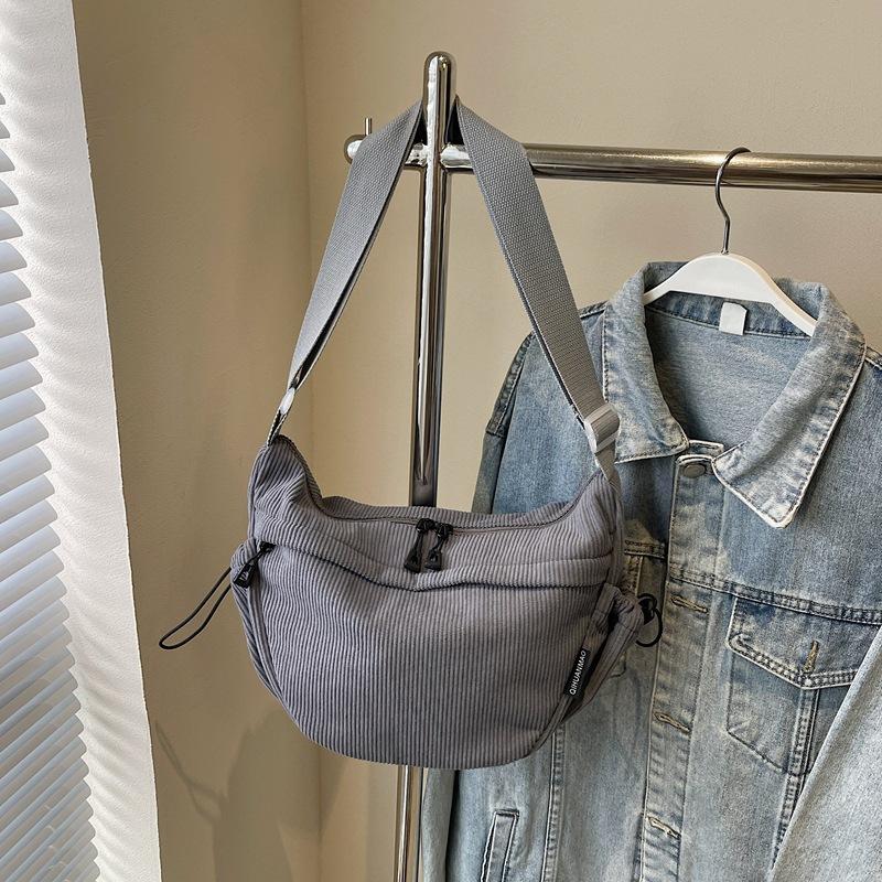 

Повседневная вельветовая сумка-пельмень большой вместимости, женская новая модная сумка через плечо, универсальная сумка-мессенджер с широким плечевым ремнем серый