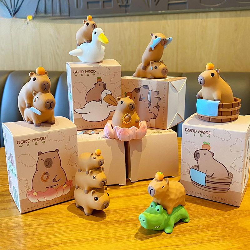 Capybara Working Week Emotion Little Bean Capibala Capybara Cartoon Doll Desktop Decoration Ornament Birthday Gift