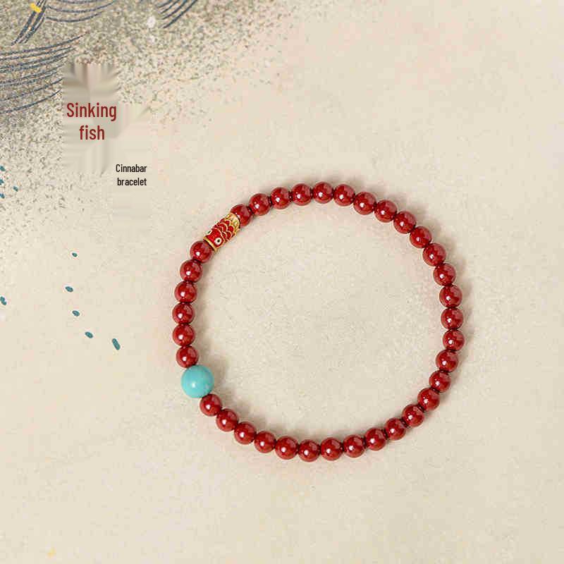 High Content Cinnabar Koi Bracelet: Thin Style Chinese Zodiac Trend