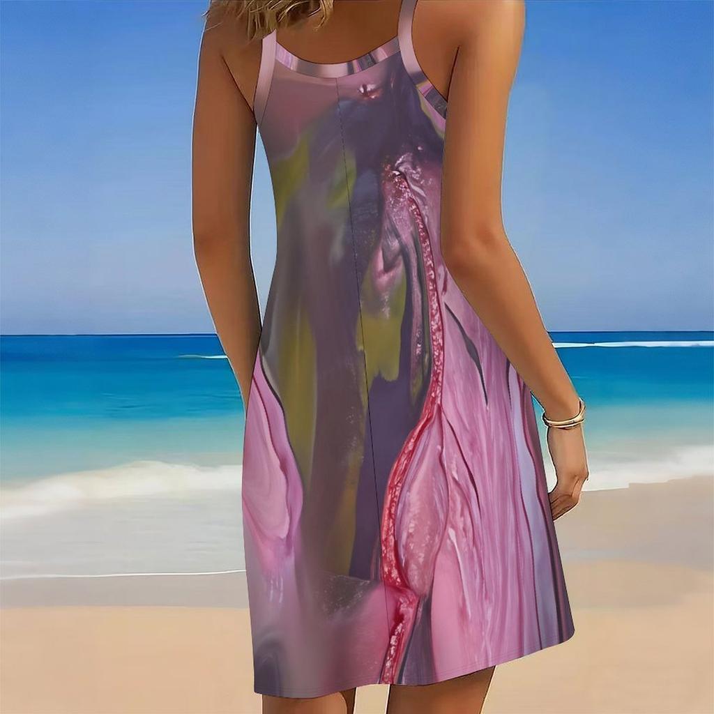 Women's Beach Dress Mini Dress Print Casual Modern Dress Sleeveless Loose Fit Outdoor Daily Summer