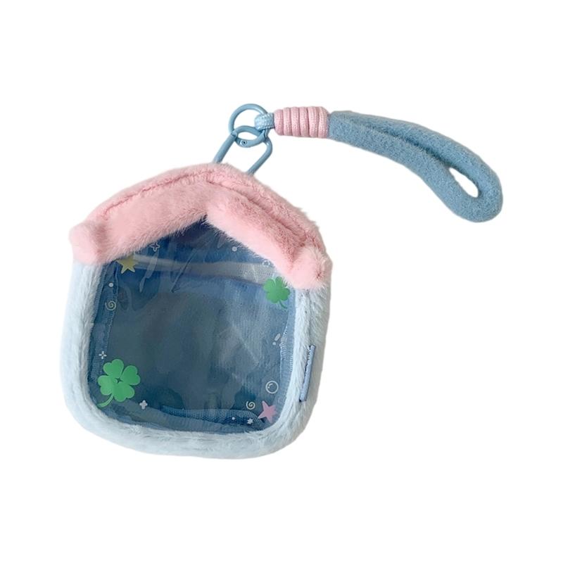 Clear Figure Display Bag with Keychain,Portable Doll Storage Bag Carrying Case Pouch Keying Charms for Collectibles