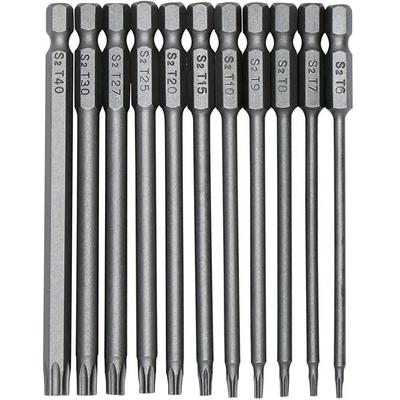Torx Security Head Screwdriver Drill Set 1/4 Inch Hex Shank 4 Inch Length S2 Steel Torx Screwdriver Bit Set 11/12pcs Torx Head