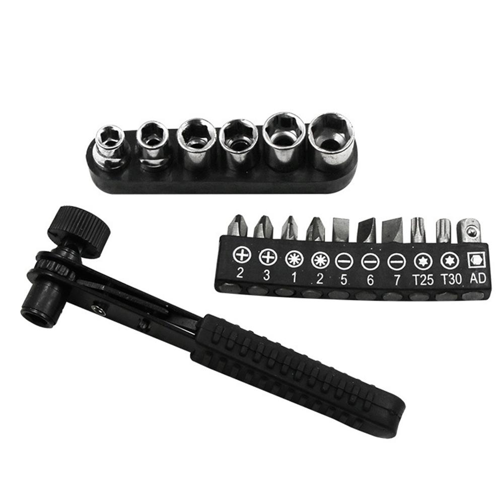 Mini Fast Ratchet Wrench 1/4 Screw Bits Screwdriver Rod Simple Socket Spanner Repair Tools 17Pcs/Set