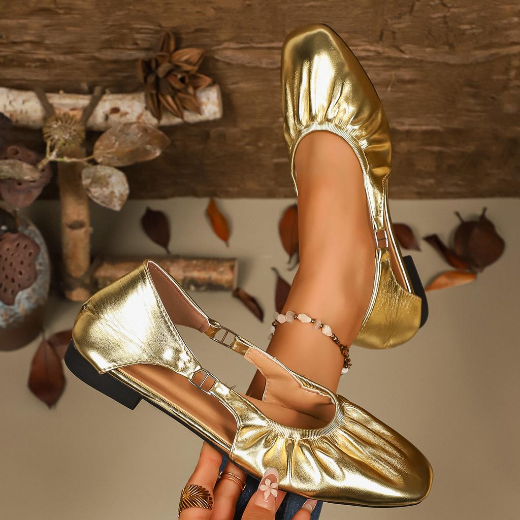 Fashion Women's Shallow Flat Shoes Spring and Summer Popular Ballet Gold Soft Bottom Casual and Comfortable Low-cut Shoes Zapatos Mujer