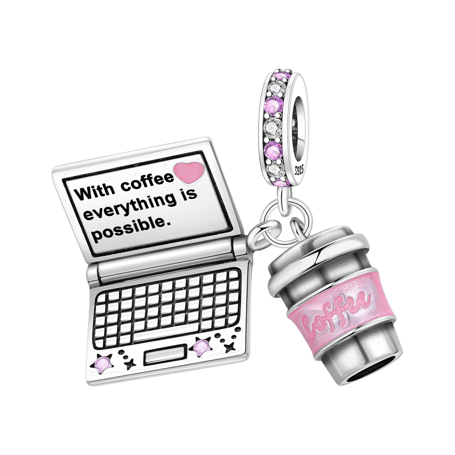 Медно-розовый Кофейный Блокнот Бусины Оригинальные Подвески Браслет Шарм Украшения Вечеринка Diy Модные Подарки