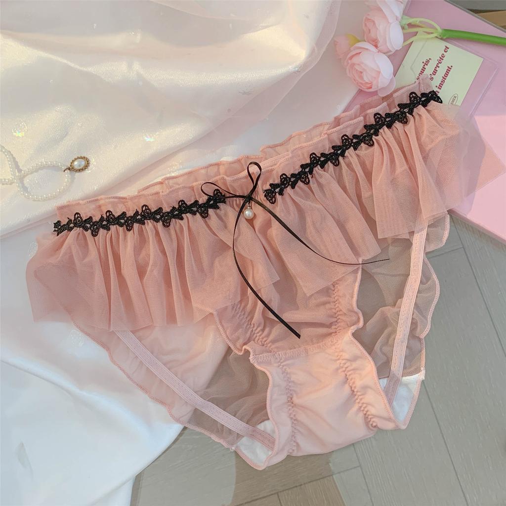 Girls lace mesh underwear breathable ladies sexy panties
