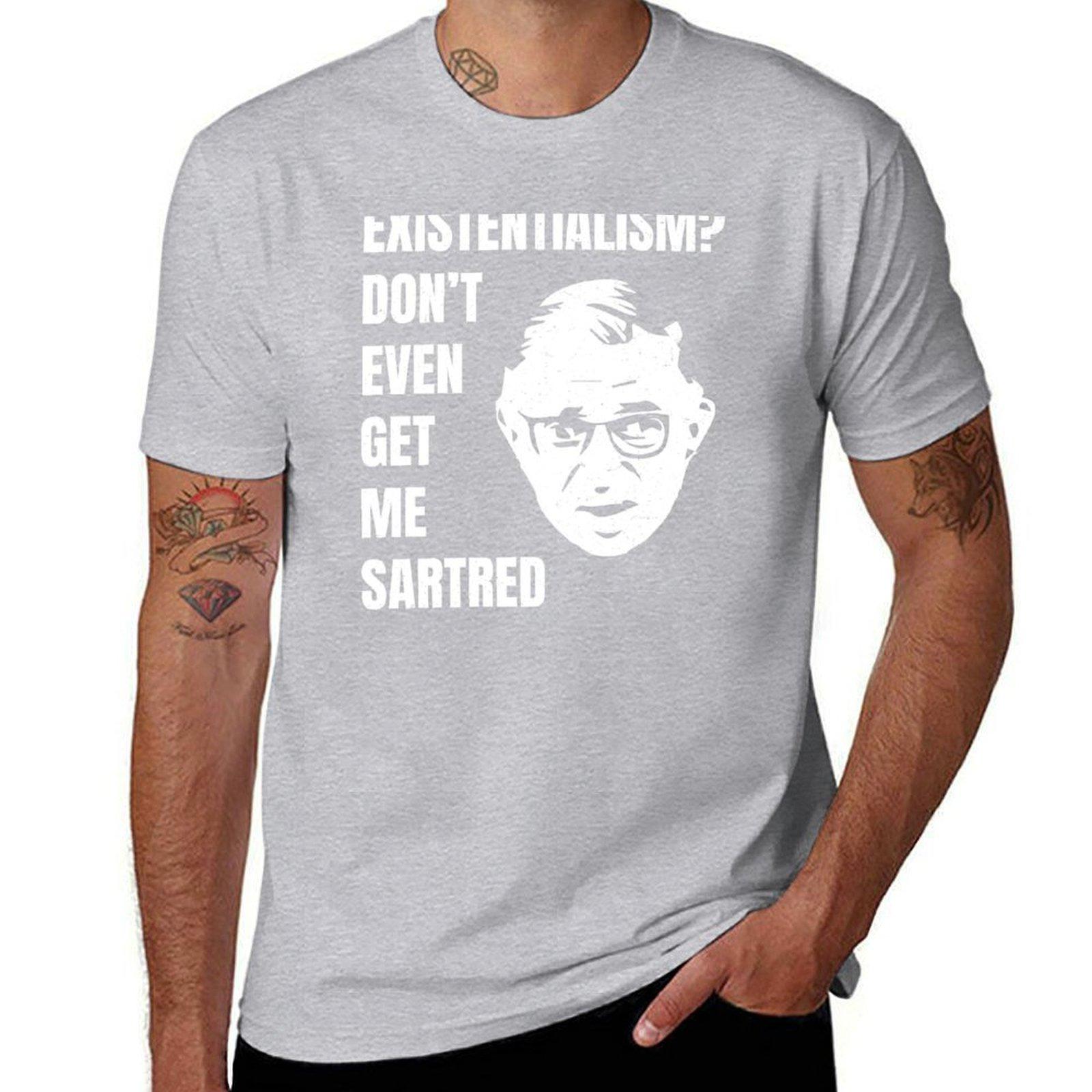 JeanPaul Sartre  Existentialism Tshirt Aesthetic clothing blacks animal prinfor boys Mens t shirts S