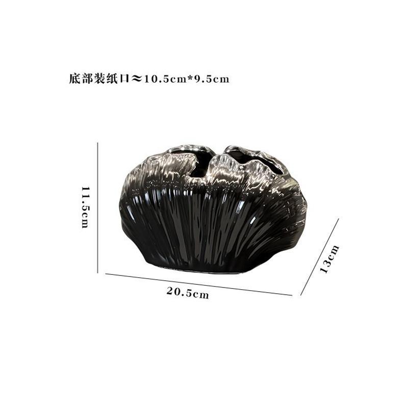 European Shell Ceramic Tissue Box Creative Colorful Napkin Storage Tube High-end Living Room Office Drawer Box Home Decoration