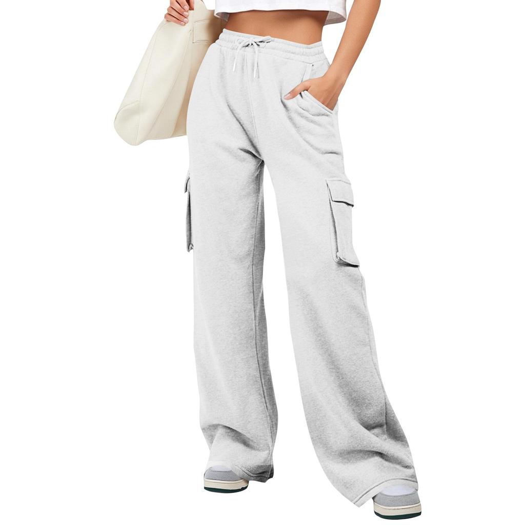 Womens High Waist Drawstring Cargo Sweatpants Casual Loose Long Pants