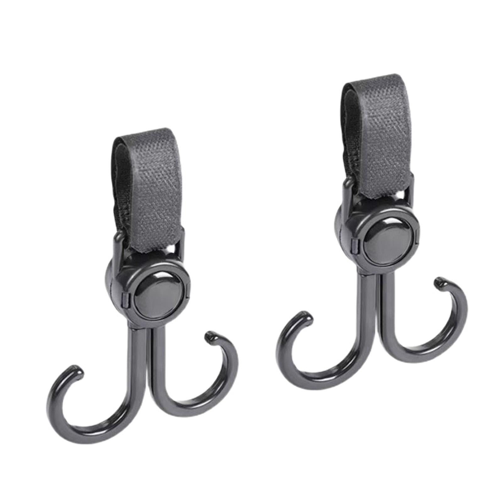 

2pcs Double Stroller Swivel Hooks Multifunctional Adjustable Bicycle Stroller Hooks for Hanging Bags